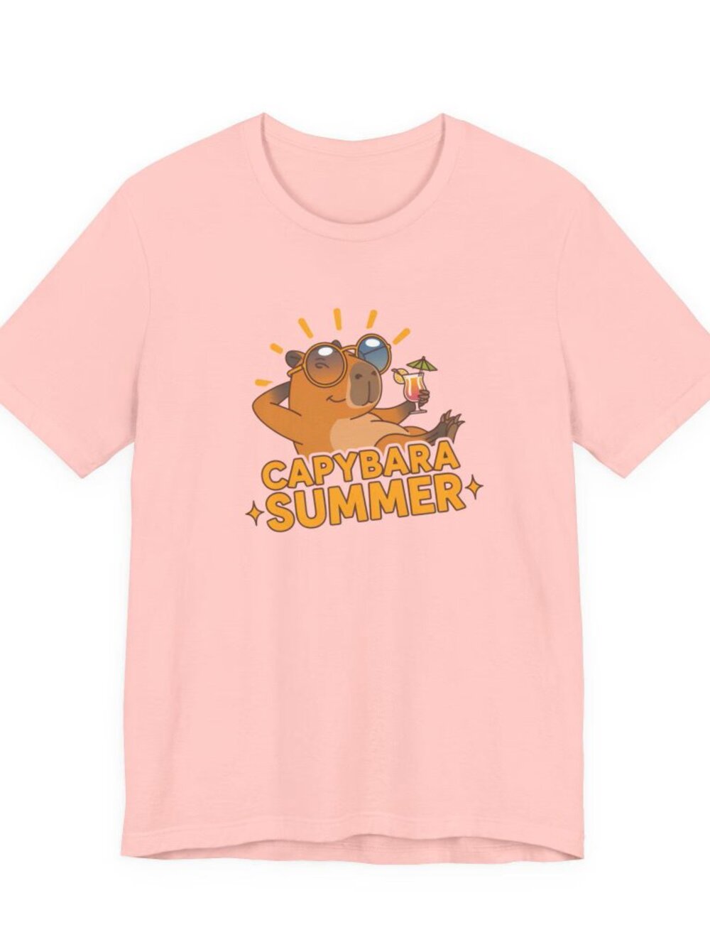 Capybara Summer Tee | Cute Relaxing Capybara with Sunglasses and Drink